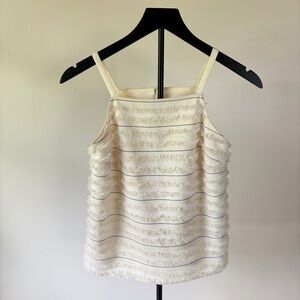 Anthropologie Cream Fringe Stripe Cami